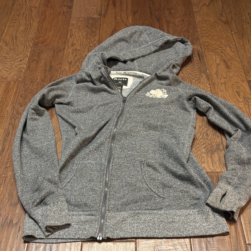 Roots Heather Gray Zip-Up Hoodie
